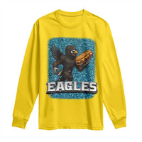 Funny Eagle With Cheesesteak Long Sleeve Shirt Football Glitter Print - Wonder Print Shop