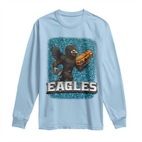 Funny Eagle With Cheesesteak Long Sleeve Shirt Football Glitter Print - Wonder Print Shop