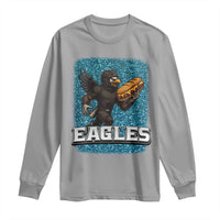 Funny Eagle With Cheesesteak Long Sleeve Shirt Football Glitter Print - Wonder Print Shop