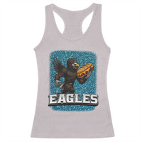Funny Eagle With Cheesesteak Racerback Tank Top Football Glitter Print - Wonder Print Shop