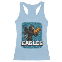Funny Eagle With Cheesesteak Racerback Tank Top Football Glitter Print - Wonder Print Shop