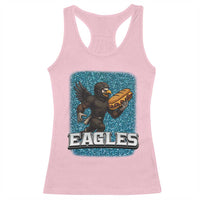 Funny Eagle With Cheesesteak Racerback Tank Top Football Glitter Print - Wonder Print Shop