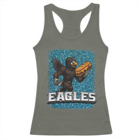 Funny Eagle With Cheesesteak Racerback Tank Top Football Glitter Print - Wonder Print Shop