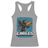 Funny Eagle With Cheesesteak Racerback Tank Top Football Glitter Print - Wonder Print Shop