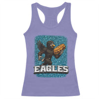 Funny Eagle With Cheesesteak Racerback Tank Top Football Glitter Print - Wonder Print Shop