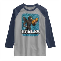 Funny Eagle With Cheesesteak Raglan Shirt Football Glitter Print - Wonder Print Shop