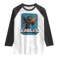 Funny Eagle With Cheesesteak Raglan Shirt Football Glitter Print - Wonder Print Shop