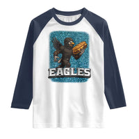 Funny Eagle With Cheesesteak Raglan Shirt Football Glitter Print - Wonder Print Shop