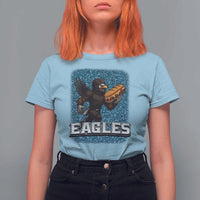 Funny Eagle With Cheesesteak T Shirt For Women Football Glitter Print - Wonder Print Shop