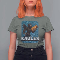 Funny Eagle With Cheesesteak T Shirt For Women Football Glitter Print - Wonder Print Shop