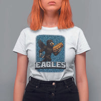 Funny Eagle With Cheesesteak T Shirt For Women Football Glitter Print - Wonder Print Shop