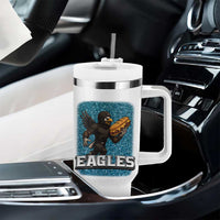 Funny Eagle With Cheesesteak Tumbler With Handle Football Glitter Print - Wonder Print Shop