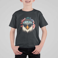 Patriotic Eagle Football T Shirt For Kid American Flag Pride Gift - Wonder Print Shop