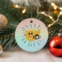 Funny Cheese Head Football Player Sports Gift Idea Ceramic Ornament - Wonder Print Shop