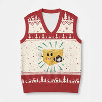 Funny Cheese Head Football Player Sports Gift Idea V-Neck Knit Sweater Vest - Wonder Print Shop
