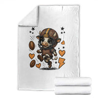 Football Lover Throw Blanket Cute Dairy Cow Playing Football - Wonder Print Shop