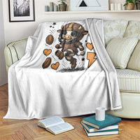 Football Lover Throw Blanket Cute Dairy Cow Playing Football - Wonder Print Shop