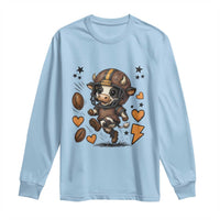 Football Lover Long Sleeve Shirt Cute Dairy Cow Playing Football - Wonder Print Shop