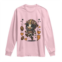 Football Lover Long Sleeve Shirt Cute Dairy Cow Playing Football - Wonder Print Shop