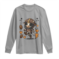 Football Lover Long Sleeve Shirt Cute Dairy Cow Playing Football - Wonder Print Shop
