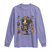 Football Lover Long Sleeve Shirt Cute Dairy Cow Playing Football - Wonder Print Shop