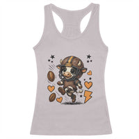 Football Lover Racerback Tank Top Cute Dairy Cow Playing Football - Wonder Print Shop