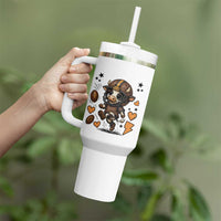 Football Lover Tumbler With Handle Cute Dairy Cow Playing Football - Wonder Print Shop