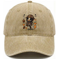 Football Lover Washed Cotton Baseball Cap Cute Dairy Cow Playing Football
