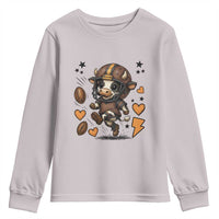 Football Lover Youth Sweatshirt Cute Dairy Cow Playing Football - Wonder Print Shop