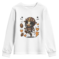 Football Lover Youth Sweatshirt Cute Dairy Cow Playing Football - Wonder Print Shop