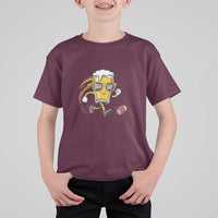 Funny Beer Mug Playing Football T Shirt For Kid Team Supporter Green Bay Gift - Wonder Print Shop