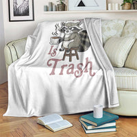 Funny Sarcastic Raccoon Coffee Lover Throw Blanket Your Opinion Is Trash Gift - Wonder Print Shop