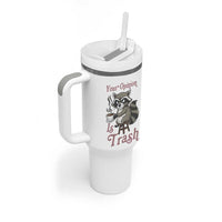 Funny Sarcastic Raccoon Coffee Lover Tumbler With Handle Your Opinion Is Trash Gift - Wonder Print Shop
