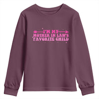 Funny In Law Gift Youth Sweatshirt I Am My Mother In Laws Favorite Child - Wonder Print Shop