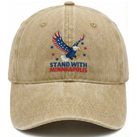 Stand With Minneapolis Washed Cotton Baseball Cap American Eagle Protest Gift