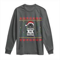 Funny Xmas Black Cat Long Sleeve Shirt Christmas Tree Killer Santa Kitten - Wonder Print Shop