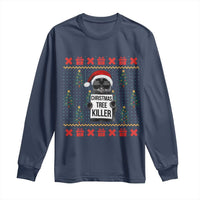 Funny Xmas Black Cat Long Sleeve Shirt Christmas Tree Killer Santa Kitten - Wonder Print Shop