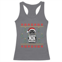 Funny Xmas Black Cat Racerback Tank Top Christmas Tree Killer Santa Kitten - Wonder Print Shop