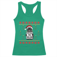Funny Xmas Black Cat Racerback Tank Top Christmas Tree Killer Santa Kitten - Wonder Print Shop