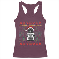 Funny Xmas Black Cat Racerback Tank Top Christmas Tree Killer Santa Kitten - Wonder Print Shop