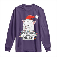 Funny Xmas Grumpy Cat Long Sleeve Shirt Christmas Tree Killer Santa Kitten - Wonder Print Shop