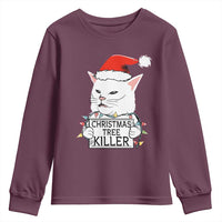 Funny Xmas Grumpy Cat Youth Sweatshirt Christmas Tree Killer Santa Kitten - Wonder Print Shop