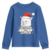 Funny Xmas Grumpy Cat Youth Sweatshirt Christmas Tree Killer Santa Kitten - Wonder Print Shop