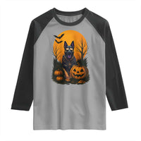 Cool German Shepherd Police Dog Celebrate Halloween Raglan Shirt - Wonder Print Shop