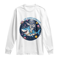 Funny Space Cat Wants Astronaut Long Sleeve Shirt Sharks Sci fi Fan Universe - Wonder Print Shop