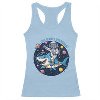 Funny Space Cat Wants Astronaut Racerback Tank Top Sharks Sci fi Fan Universe - Wonder Print Shop