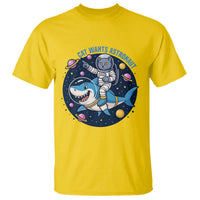 Funny Space Cat Wants Astronaut T Shirt Sharks Sci fi Fan Universe - Wonder Print Shop