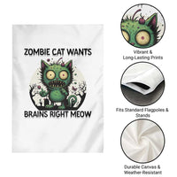 Funny Zombie Cat Wants Brains Right Meow Garden Flag Halloween Zombie Kitten - Wonder Print Shop