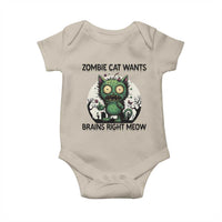 Funny Zombie Cat Wants Brains Right Meow Baby Onesie Halloween Zombie Kitten - Wonder Print Shop