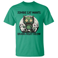 Funny Zombie Cat Wants Brains Right Meow T Shirt Halloween Zombie Kitten - Wonder Print Shop